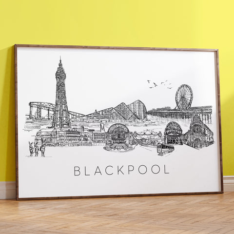 Buy Blackpool Skyline Art Print in 11 sizes