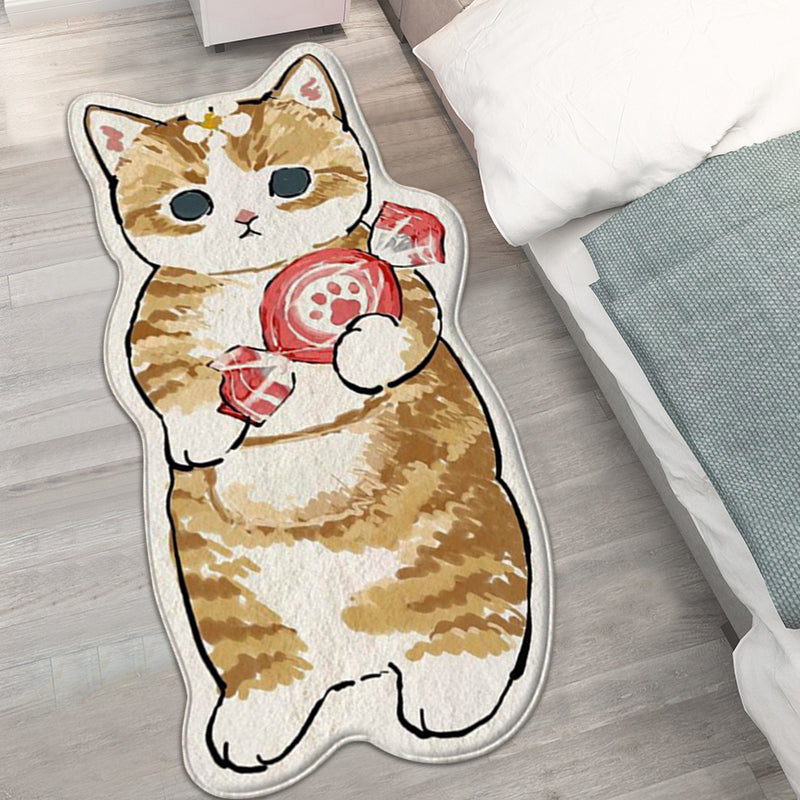 Creative Cat Rug Nordic Cartoon Carpet Bedroom Non Slip Bedside Soft Floor  Mat