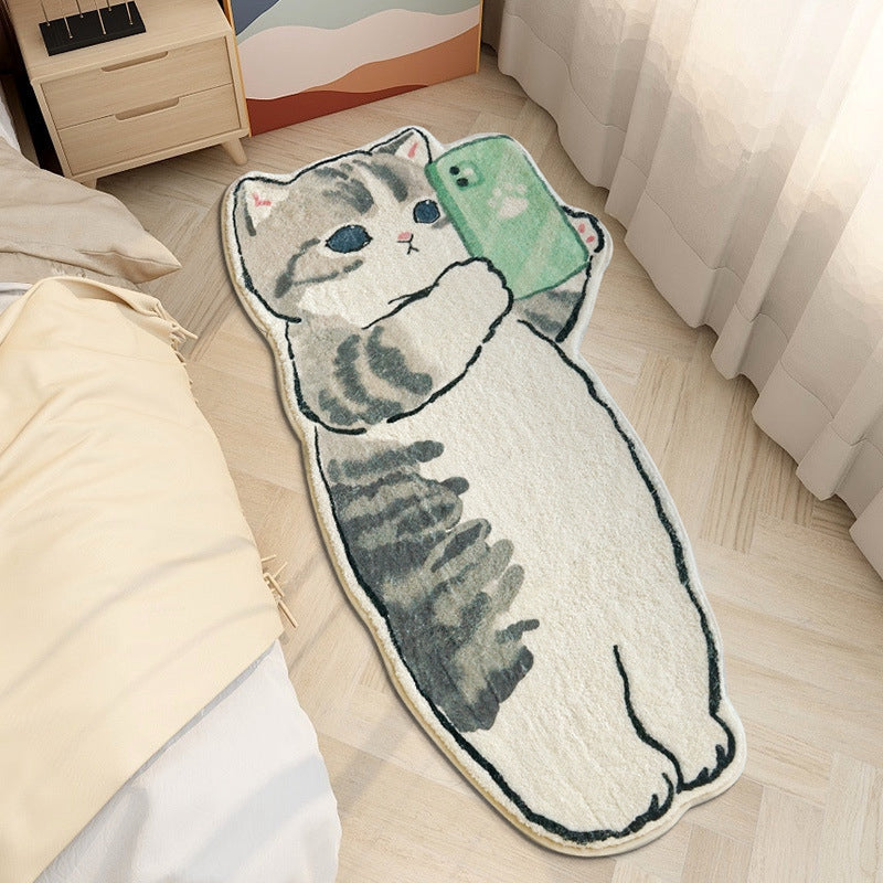 Creative Cat Rug Nordic Cartoon Carpet Bedroom Non Slip Bedside Soft Floor  Mat