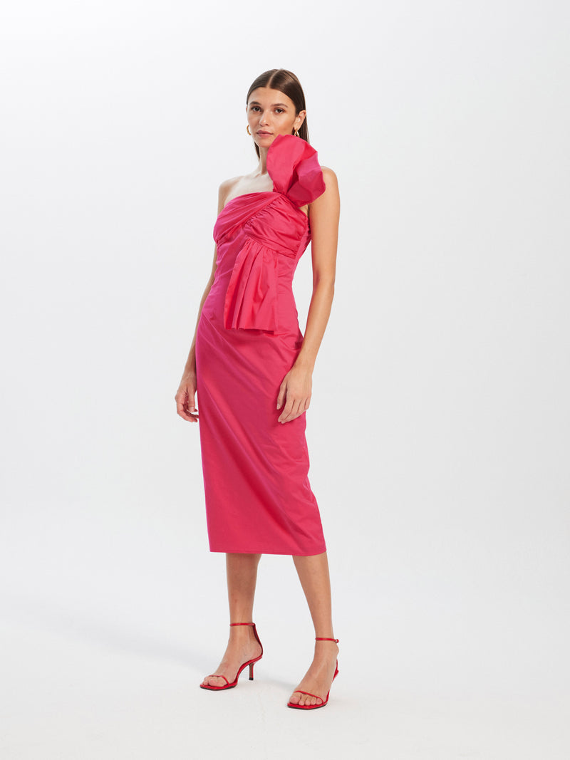 mioh | TERESA PINK - Long midi wedding guest dress, party and event – MIOH