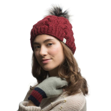 Boheme Cable Beanie with Faux Fur Pom