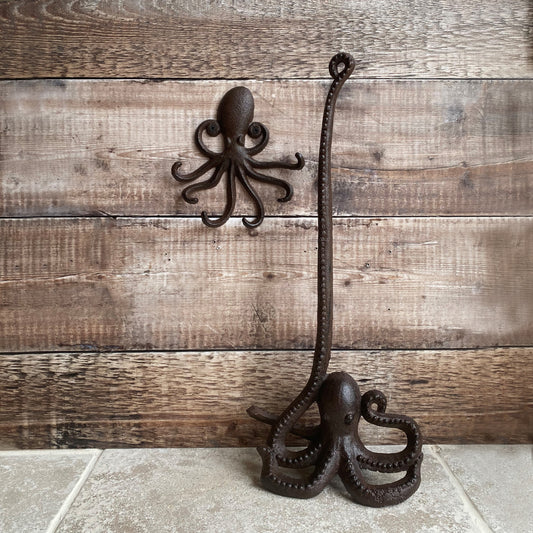 YOOHUA 2PCS 6Inch Cast Iron Octopus Decorative Coat Hook - Wall Mounted  Black