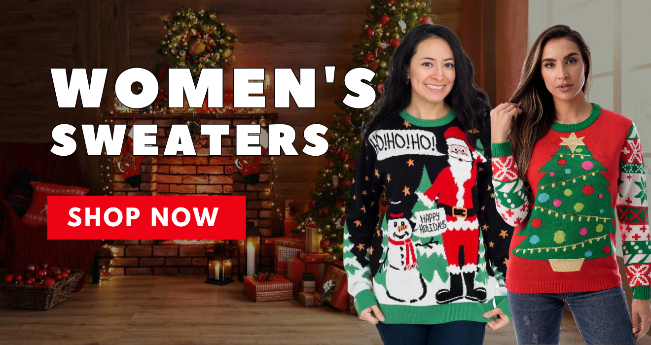 Festive Fashion Funnies Are Ugly Christmas Sweaters and Women’s Glam