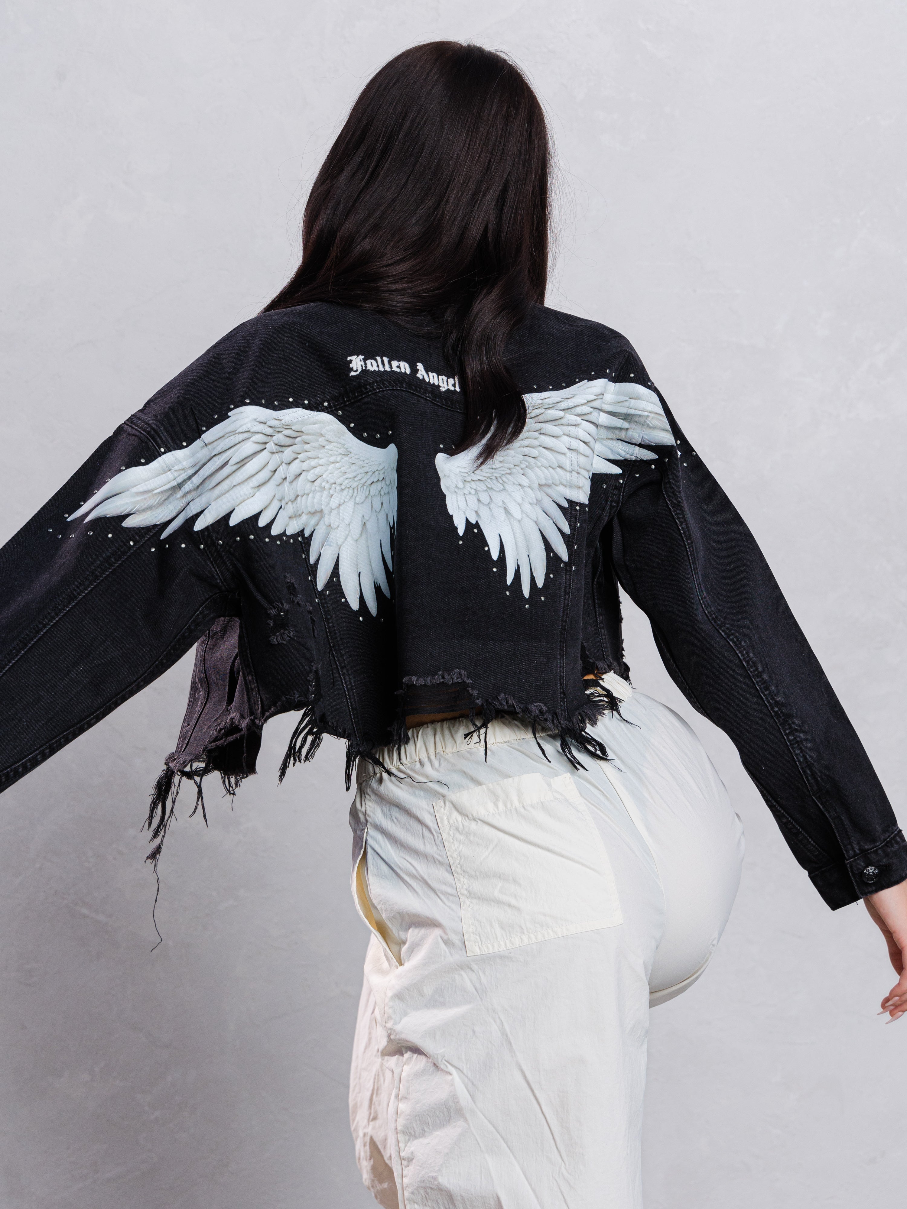 FALLEN ANGEL Crop Denim Jacket - Trio Urban Retail product image