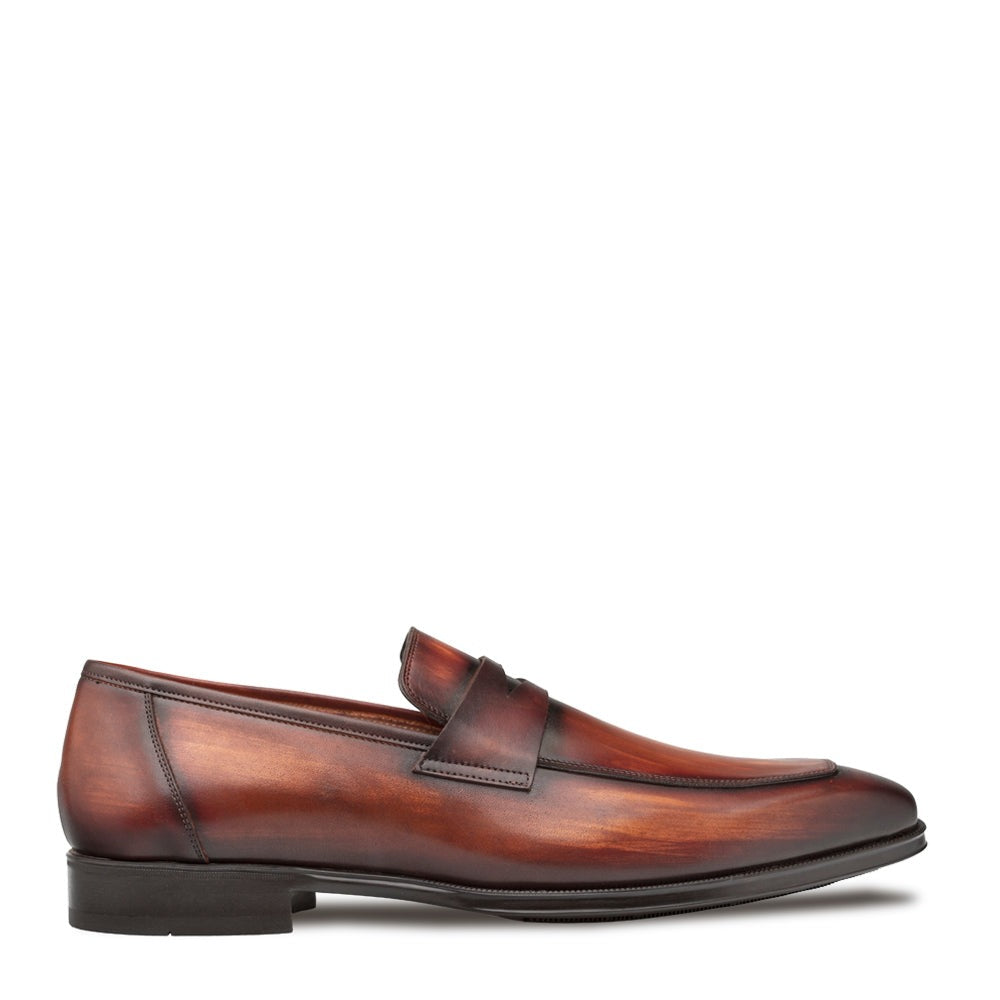 Mezlan Avenue 20910 Men's Shoes Cognac Calf-Skin Leather Penny Loafers (MZ3650) - mensdesignerapparel.com product image