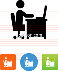 Person Sitting At Desk Working On A Laptop Computer Icon Popicon