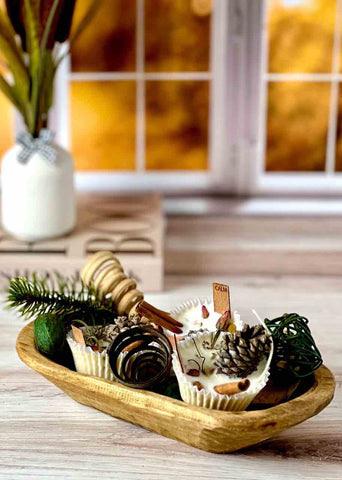 wooden dough bowl decor