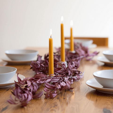 unscented beeswax taper candles for the dining table