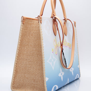 Louis Vuitton Blue Hamptons By The Pool Giant Monogram/Raffia