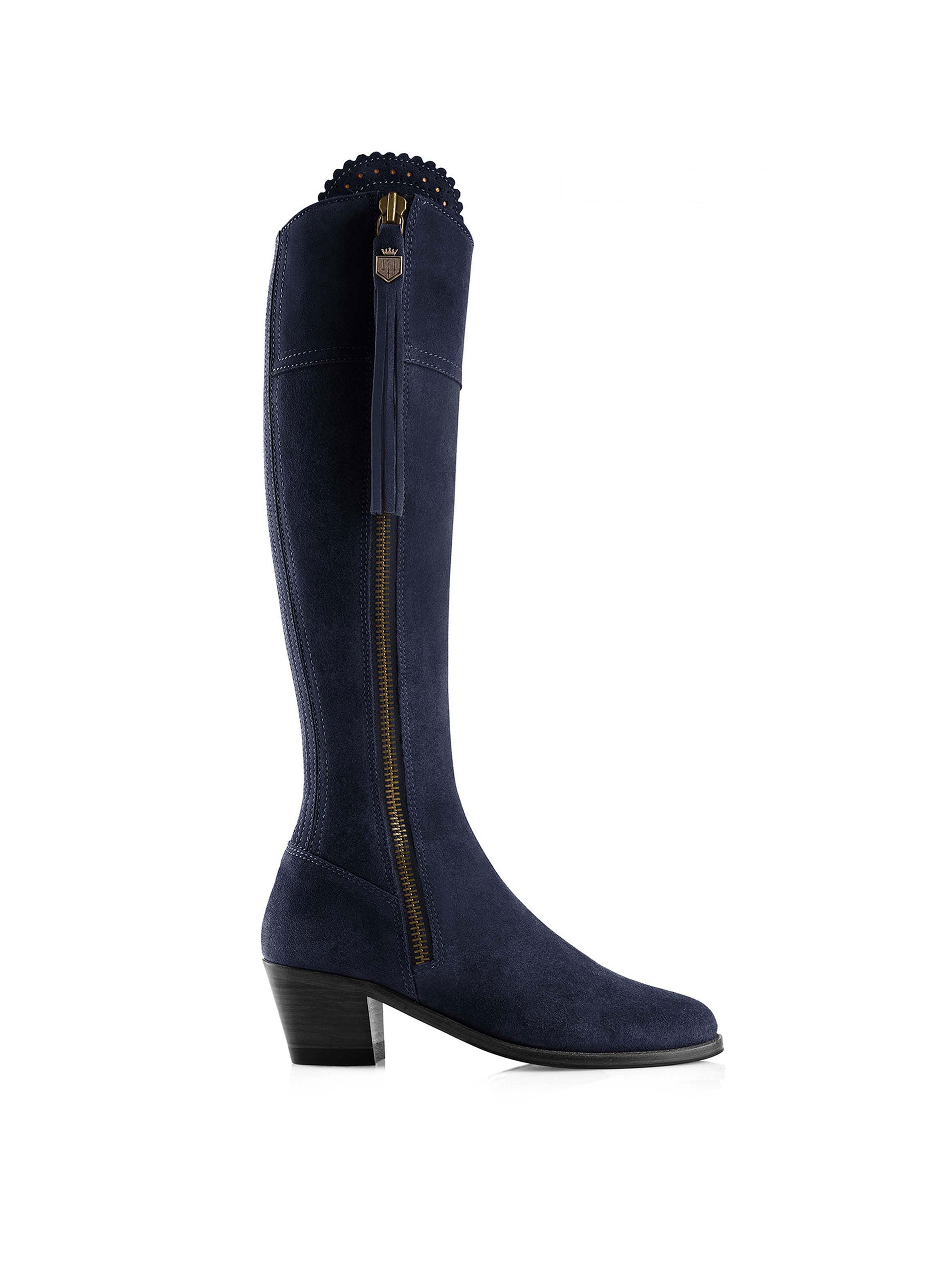 Refurbished Heeled Regina (Narrow Fit) - Navy Blue Suede - Refavored product image