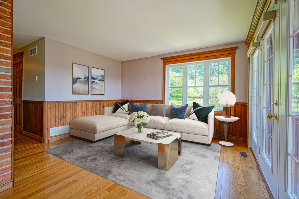 Virtual staging in a living area in a vacant home for sale