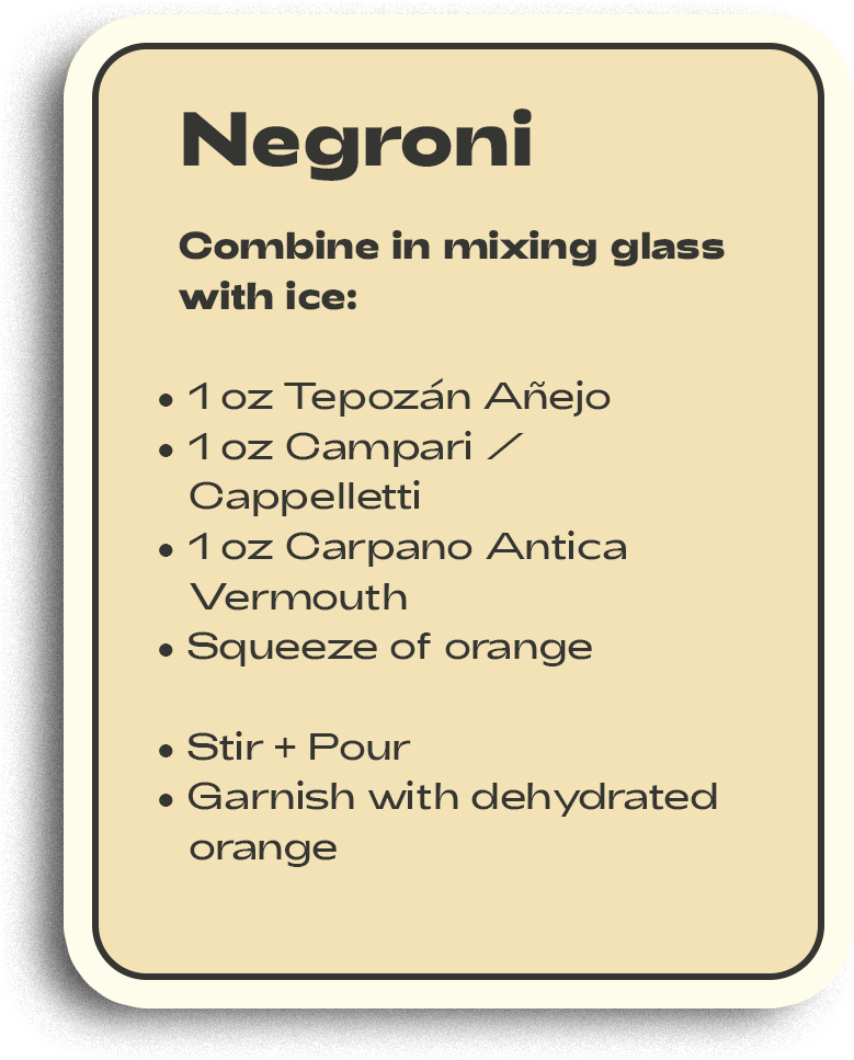 Negroni recipe card