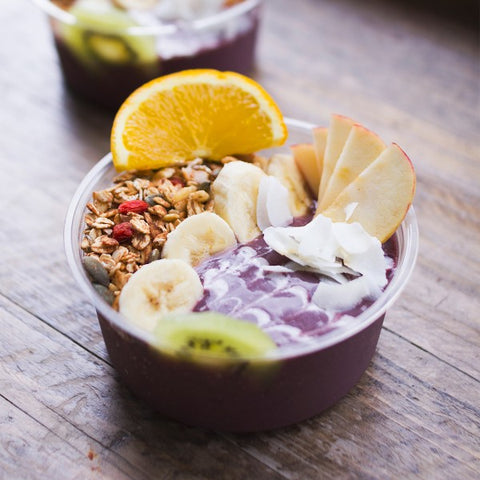 Vegware Eco-container filled with fruit, granola