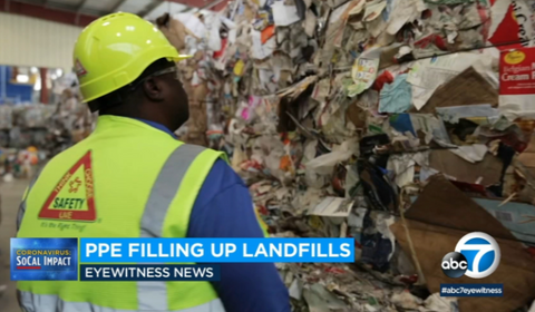 Still Image of PPE in Landfill Story on ABC News