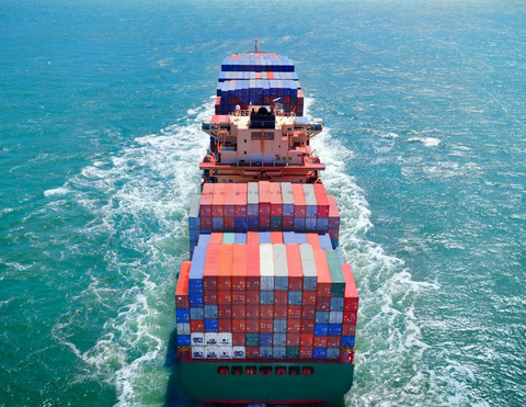 Container ship carrying containers of goods