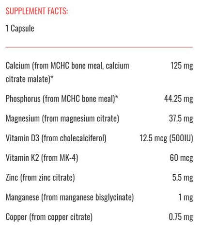 Wholistic calcium complex Nutrition Facts