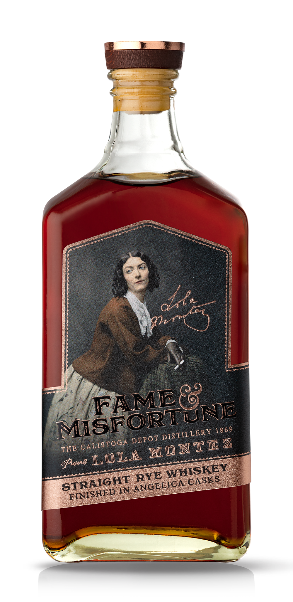 Fame & Misfortune Straight Rye Whiskey Finished in Angelica Casks by the Calistoga Depot Spirits
