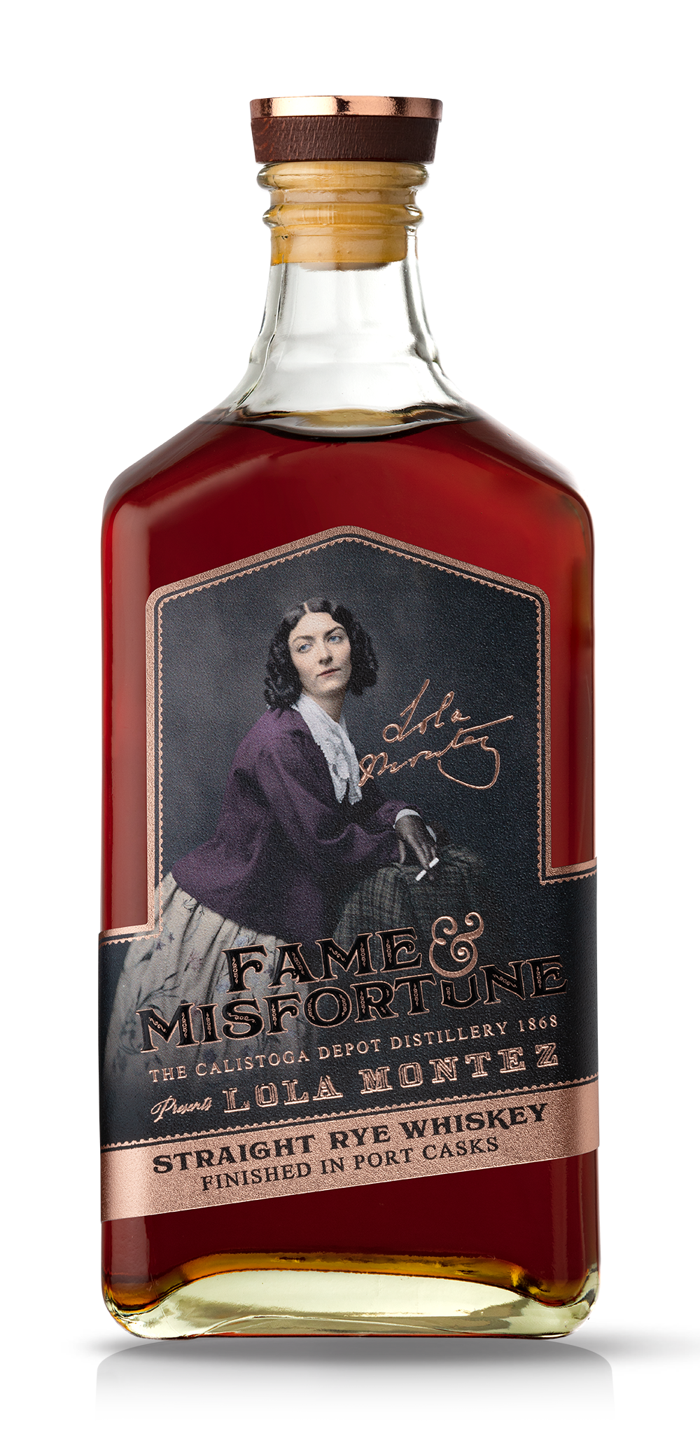 Fame & Misfortune Straight Rye Whiskey Finished in Port Casks by the Calistoga Depot Spirits