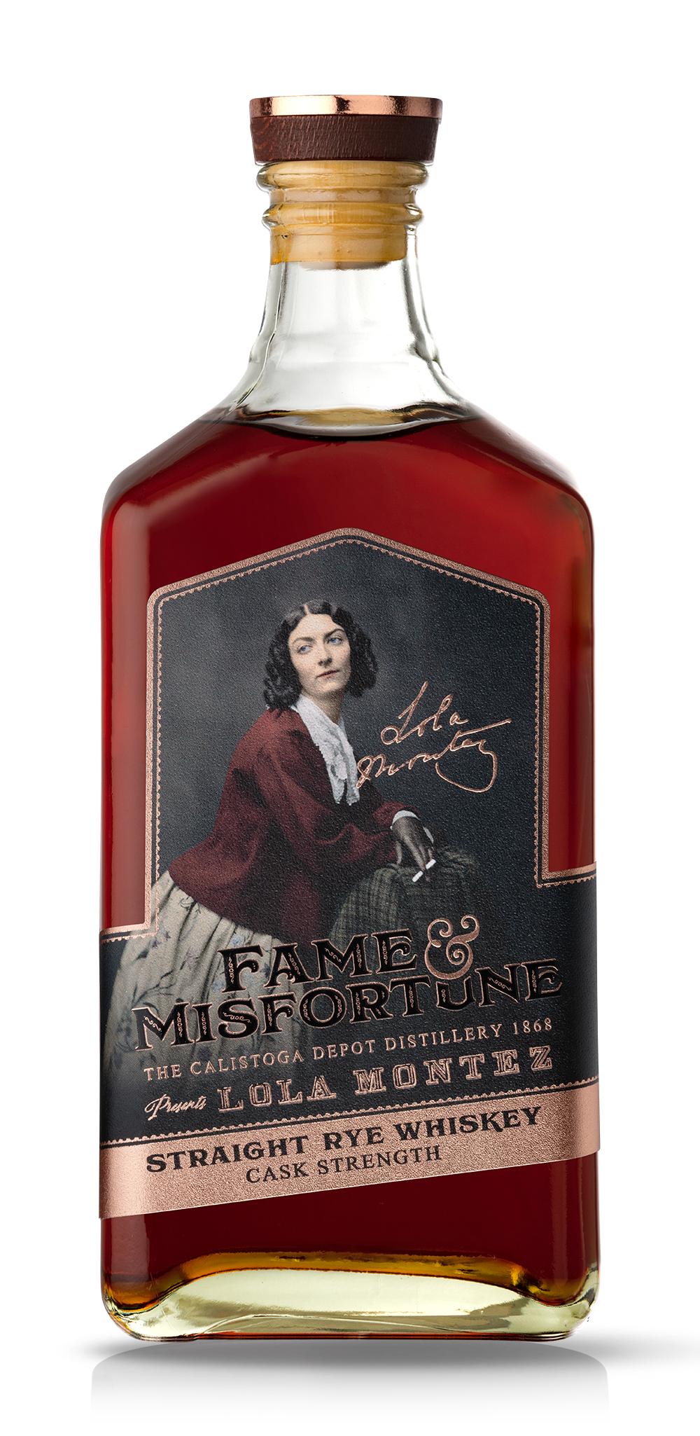 Image of a bottle of Fame & Misfortune Straight Rye Whiskey Cask Strength
