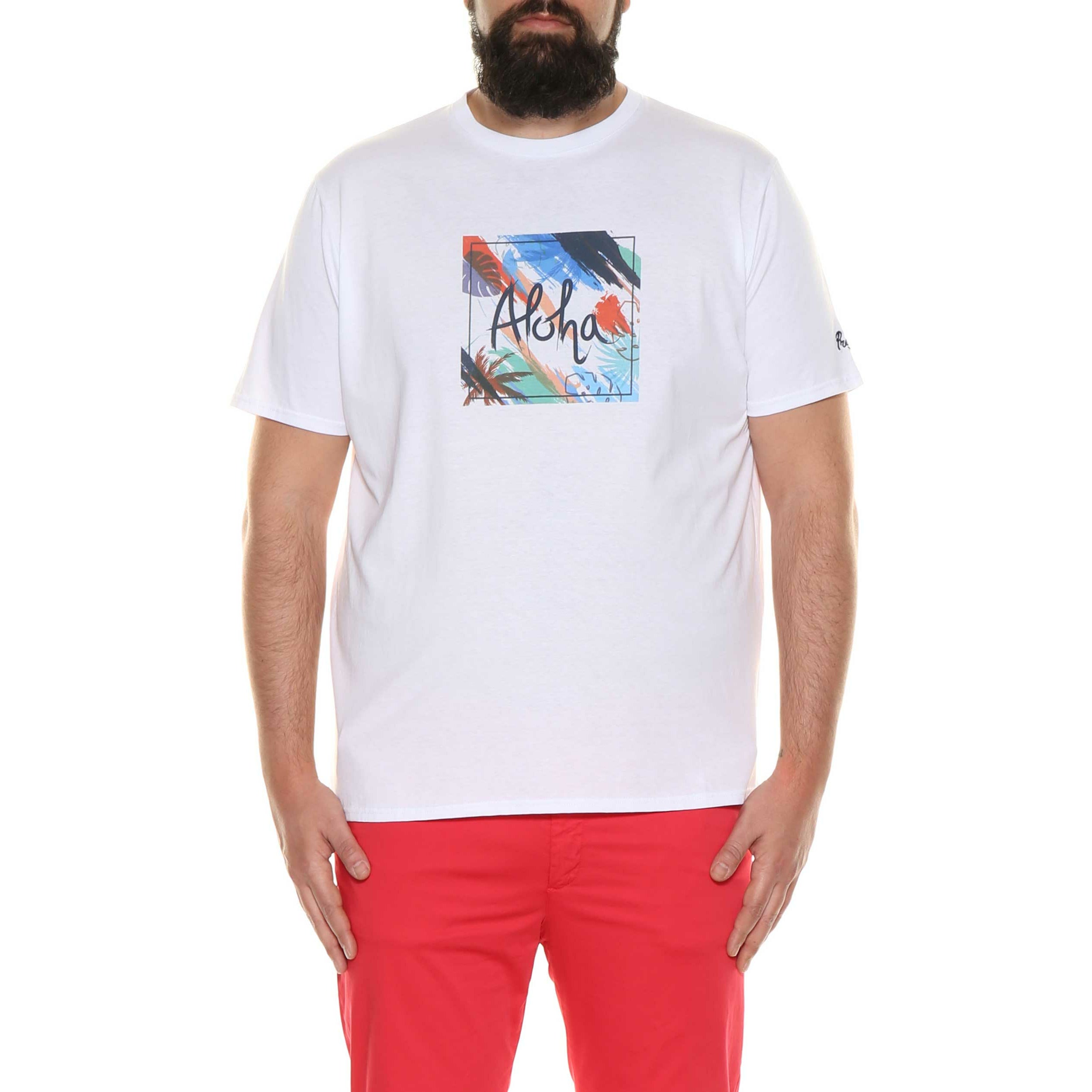 Maxitalia Aloha Print T-Shirt in White