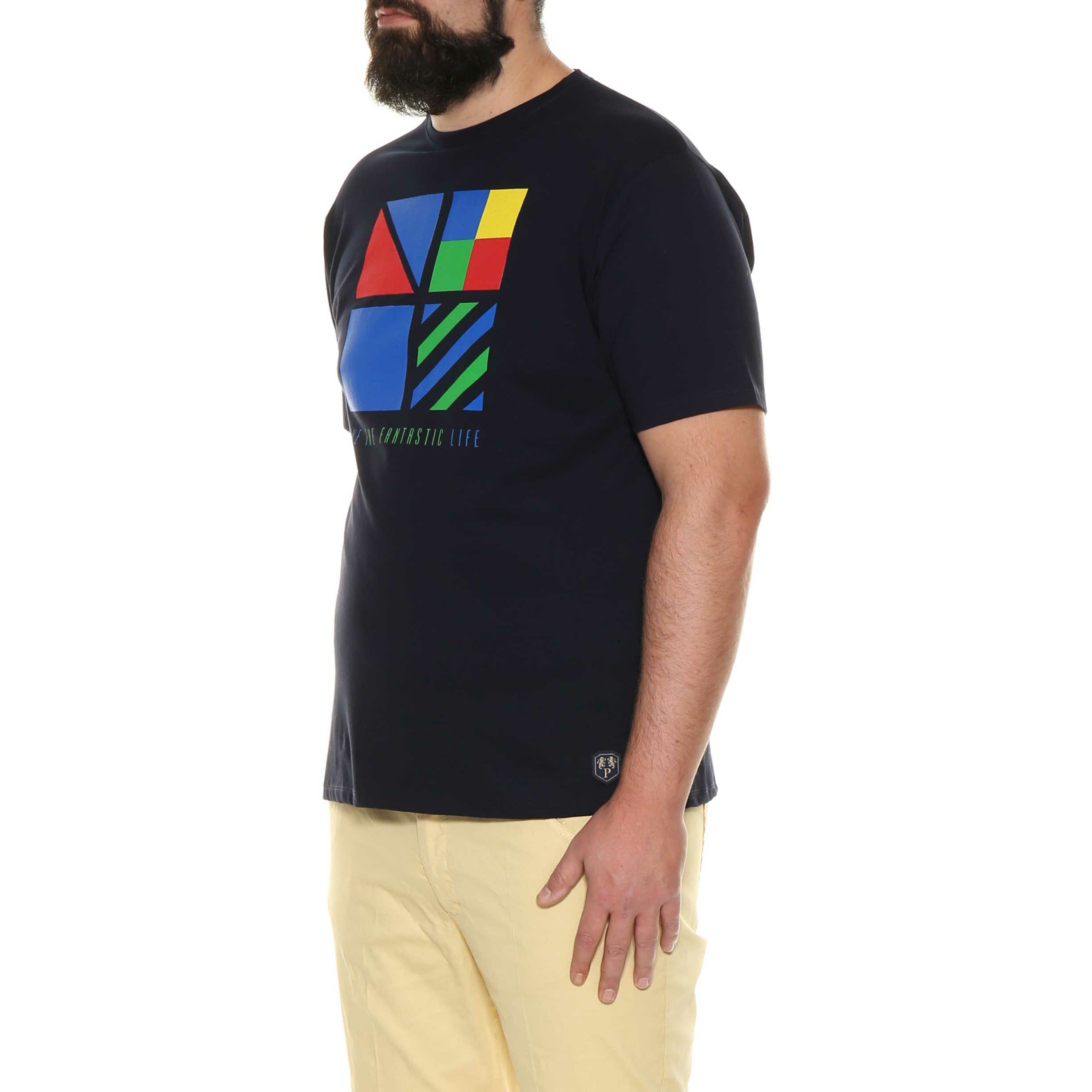 Maxitalia Marine Flag Print Cotton T-Shirt