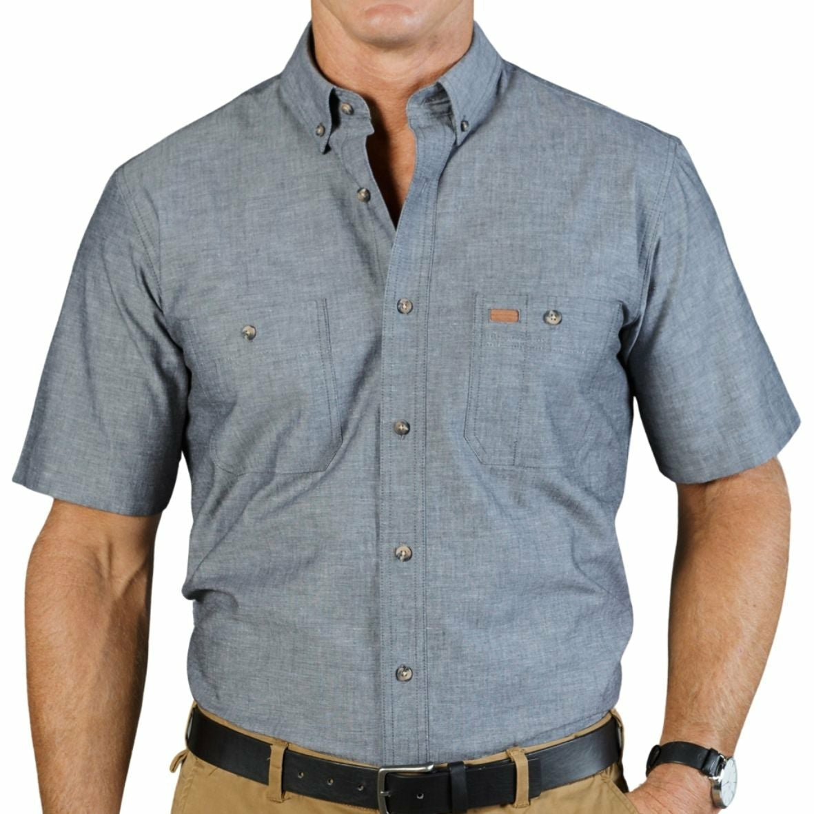 Gloweave Short Sleeve Black Classic Chambray Shirt