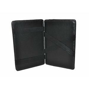 Regan Black Genuine Leather Thin Magic Flip Wallet