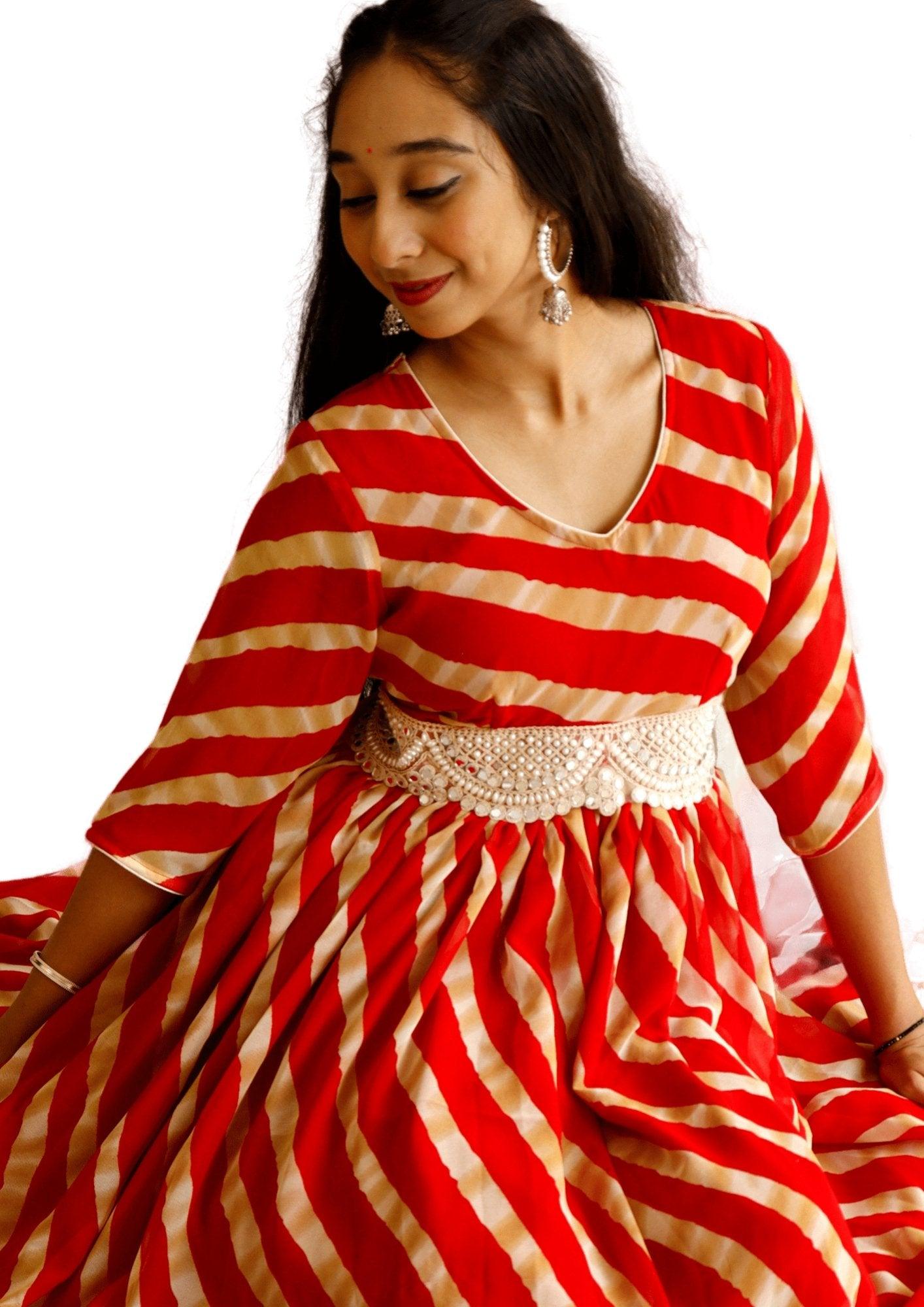 Buy Women's Rayon Printed Anarkali Kurti with Printed Pant and leheriya  Dupatta for Women & Girls (Red) (XXL, Red) at Amazon.in