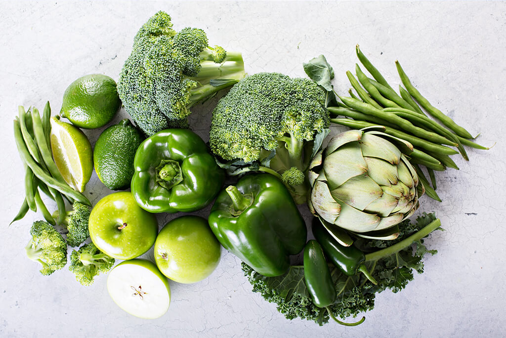 green fruits and vegetables