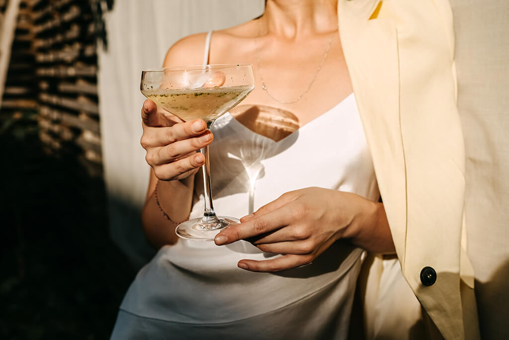 woman holding wine