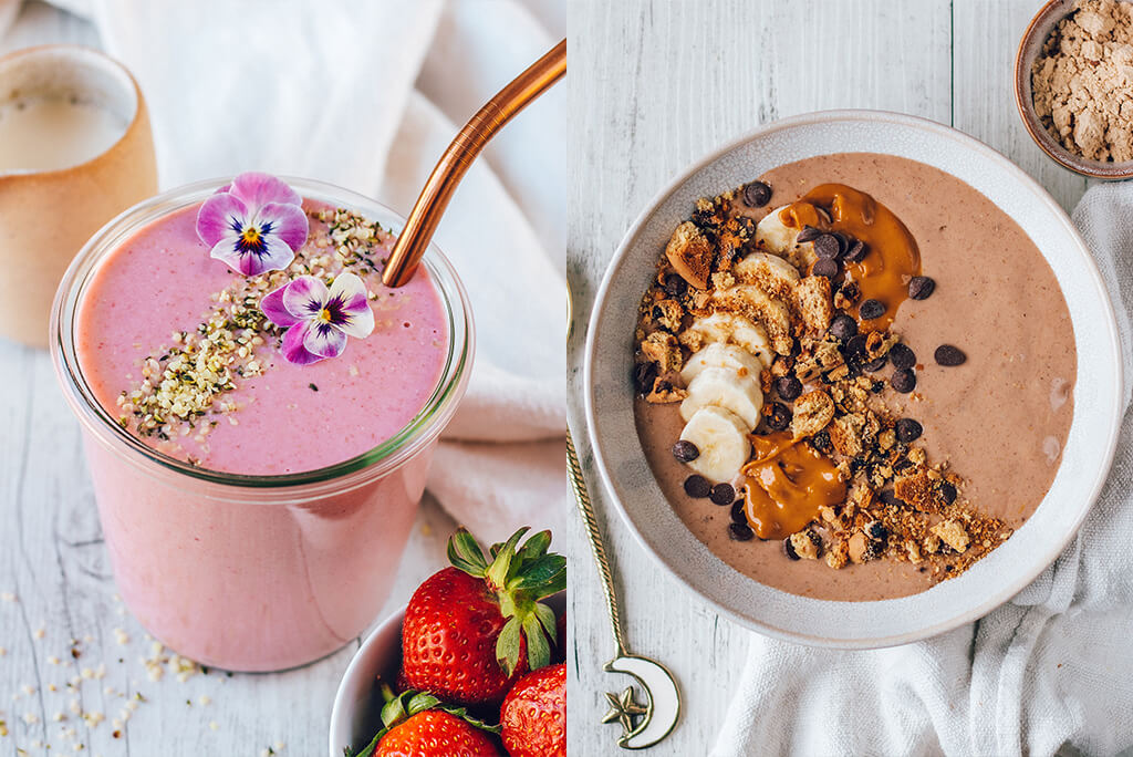 protein smoothie and smoothie bowl