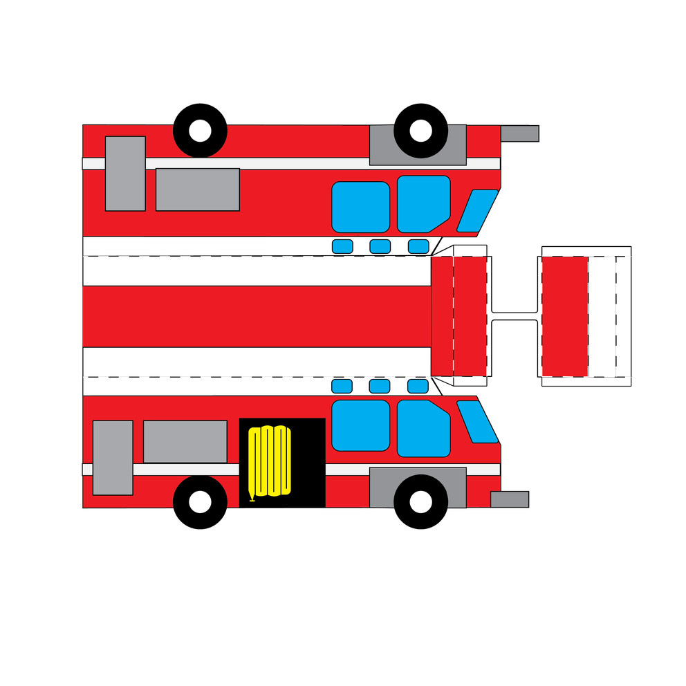 Flashing firetruck paper craft template