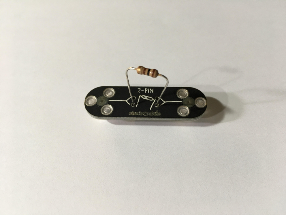 DIY connector module with resistor connected, top view