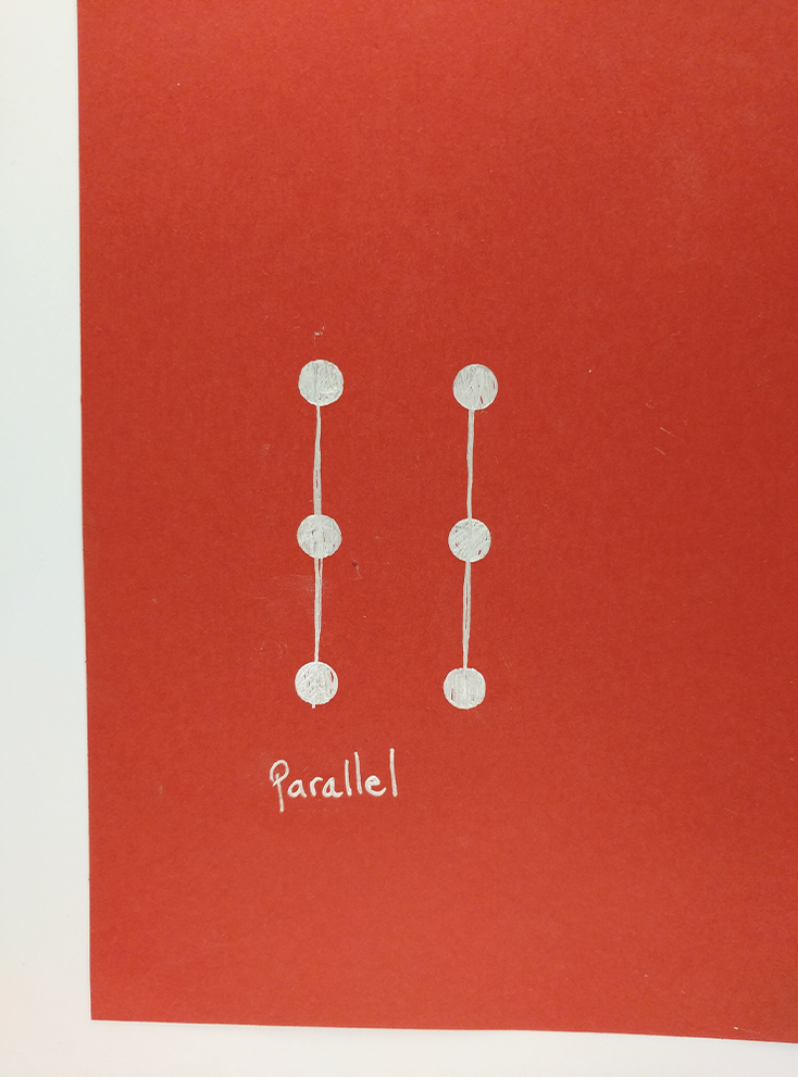 Conductive silver ink circuit showing a parallel circuit 