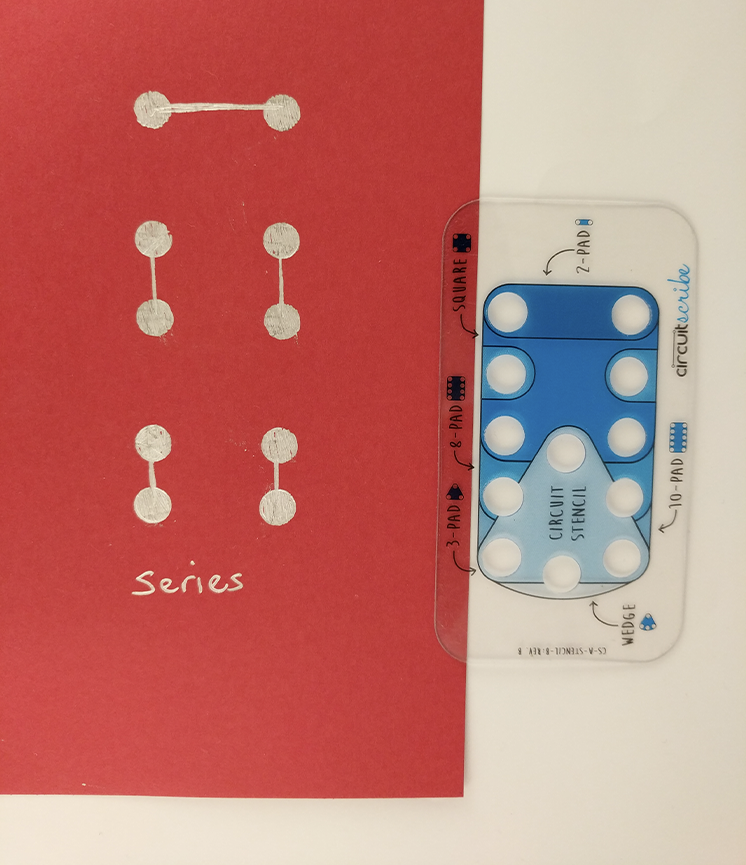 Conductive silver ink circuit showing a series circuit