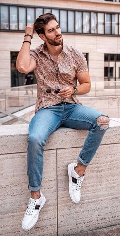 Half printed Pairing with Denim Jeans