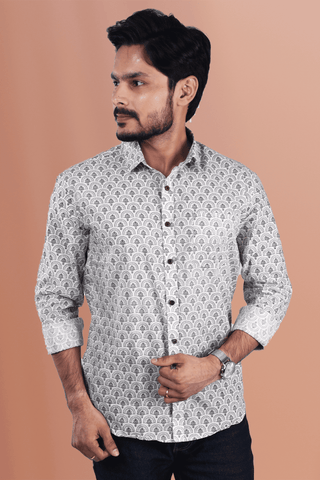 block print shirt with jeans