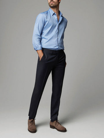 sky blue shirt wirh Black Pants combination