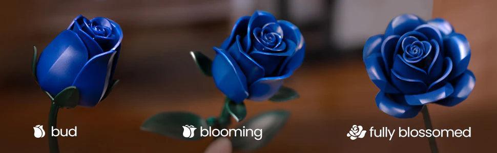 Puzzloria™ | Eternal Blue Rose Bouquet Building Set - Puzzloria