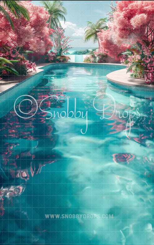 PINK POOL DREAMHOUSE FABRIC BACKDROP SWEEP