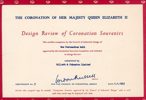 Approval certificate from the Council of Industrial Design of Great Britain