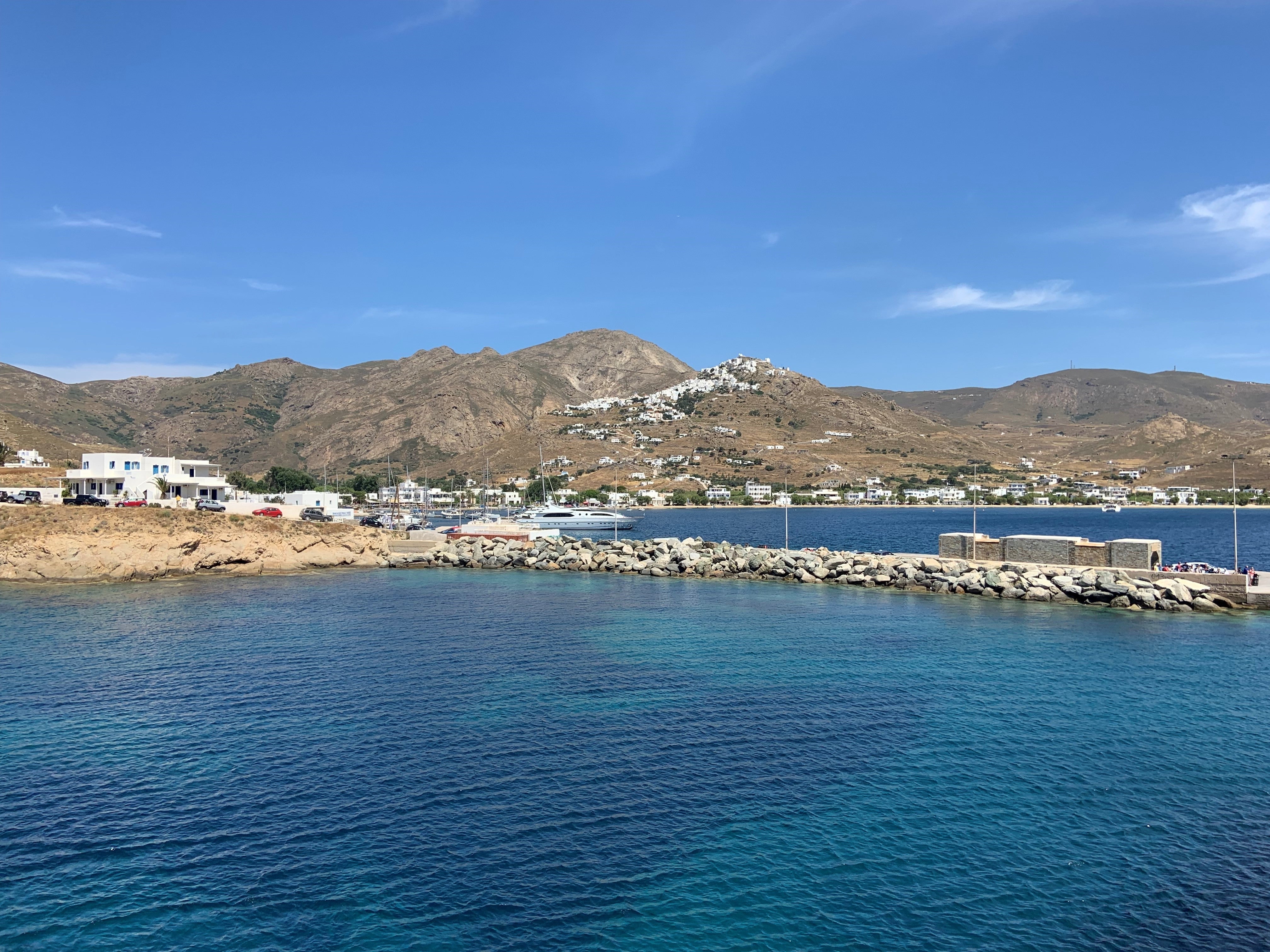 The view of Serifos from the Artemis en route to Sifnos, with the Hora on the hill