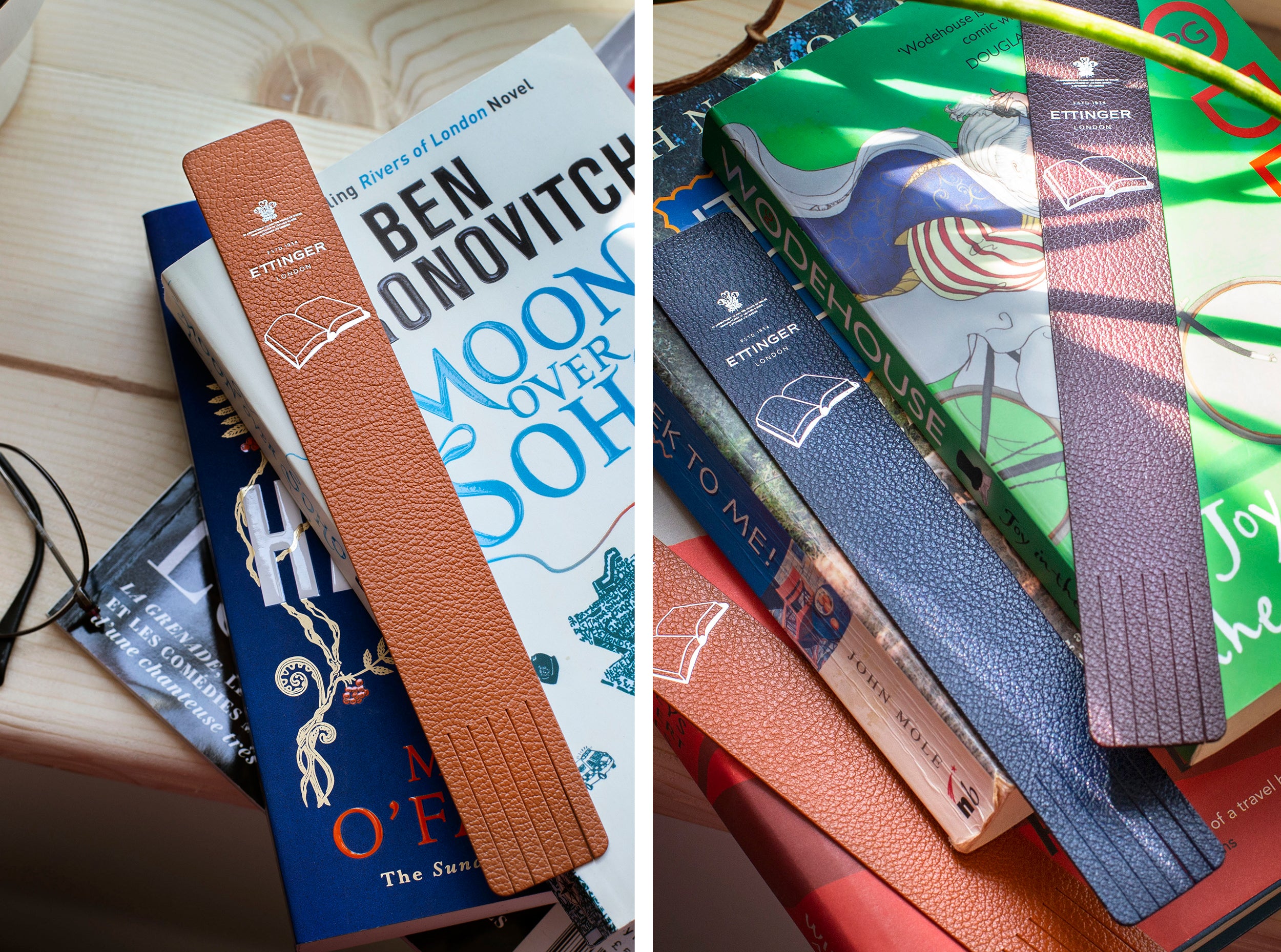 Capra Ettinger bookmarks, black bookmark, leather bookmark, brown bookmark, blue bookmark, green bookmark, luxury bookmarks
