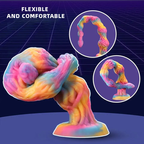 Rainbow Monster Knot Extra-Long Dildo