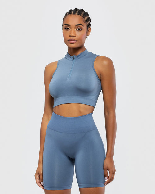 Circuit Women's Seamless Crop Top - Horizon Blue - Size 8