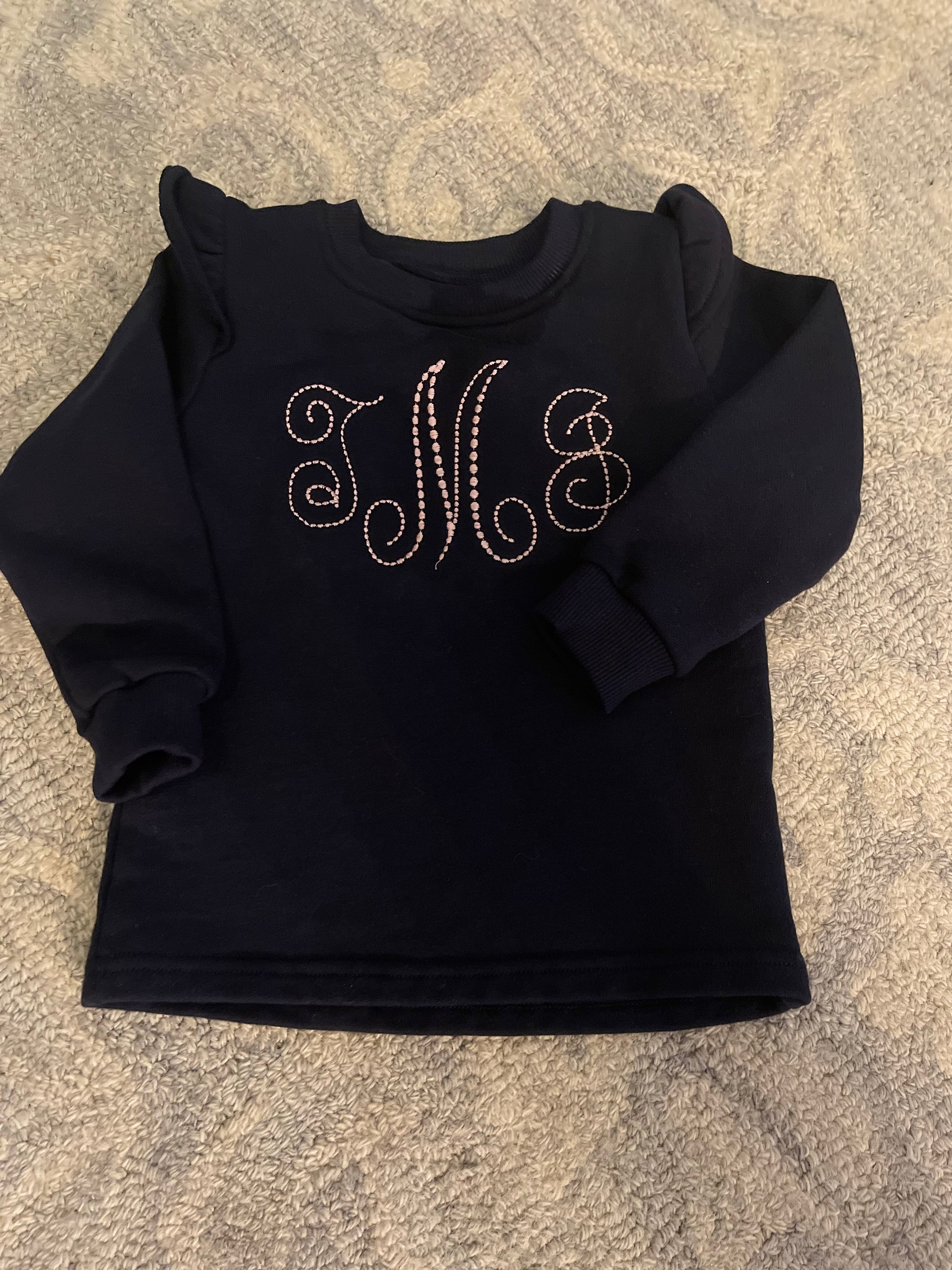 Navy flutter sleeve sweatshirt