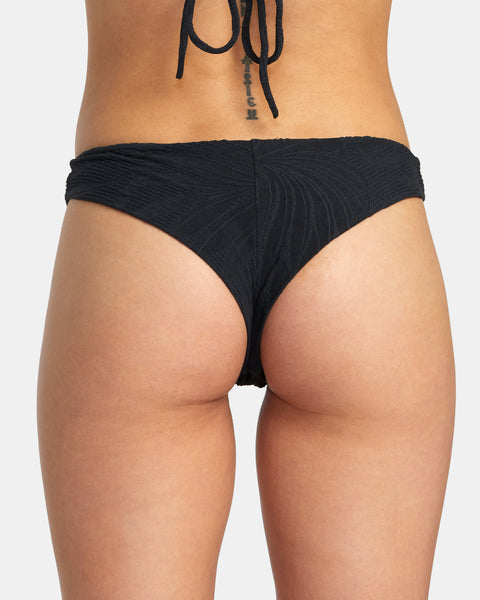 Rvca Solid Low-Rise Cheeky Bikini Bottom - Black