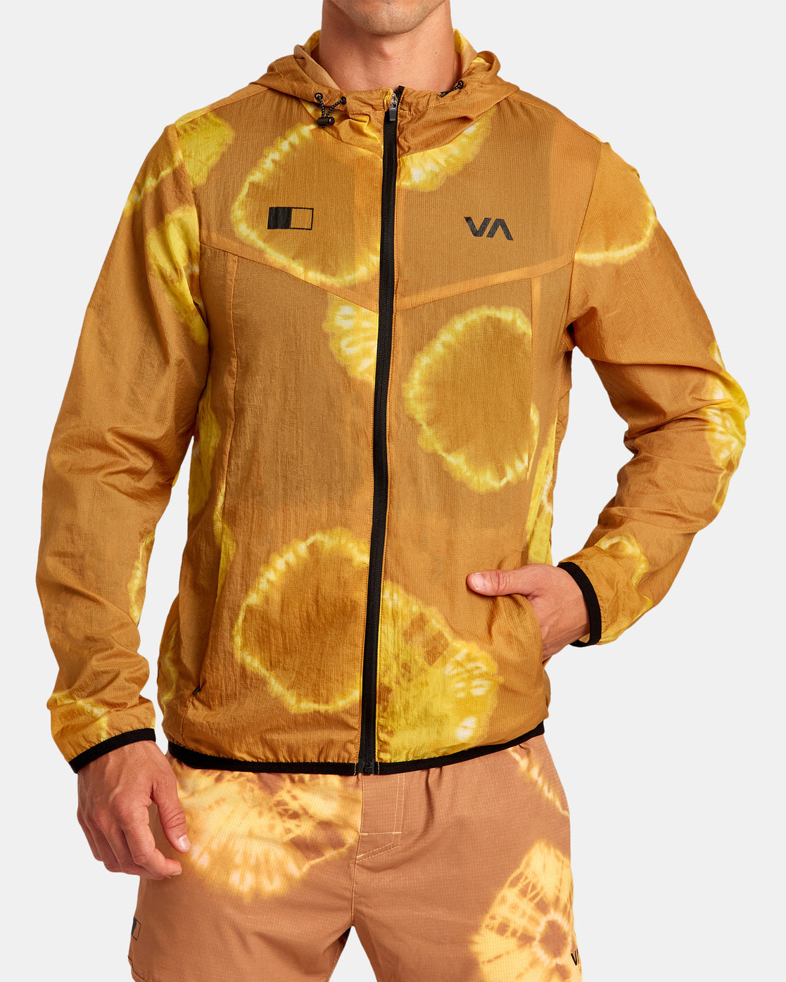 Rvca Runner Lightweight Training Jacket - Gold Tie Dye