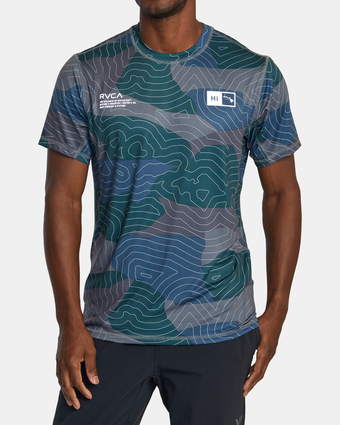 Hawaii Sport Vent Short Sleeve Training Top - Hawaii Topo Camo