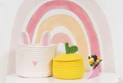 Image- a picture of tiny rope basket to keep your stationary organized 